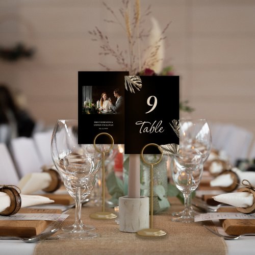 Black and Gold Elegant Simple Wedding Photo Table Number