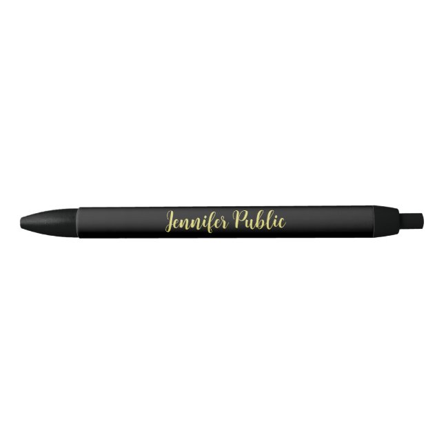 Black And Gold Elegant Template Calligraphy Name Pen (Front)