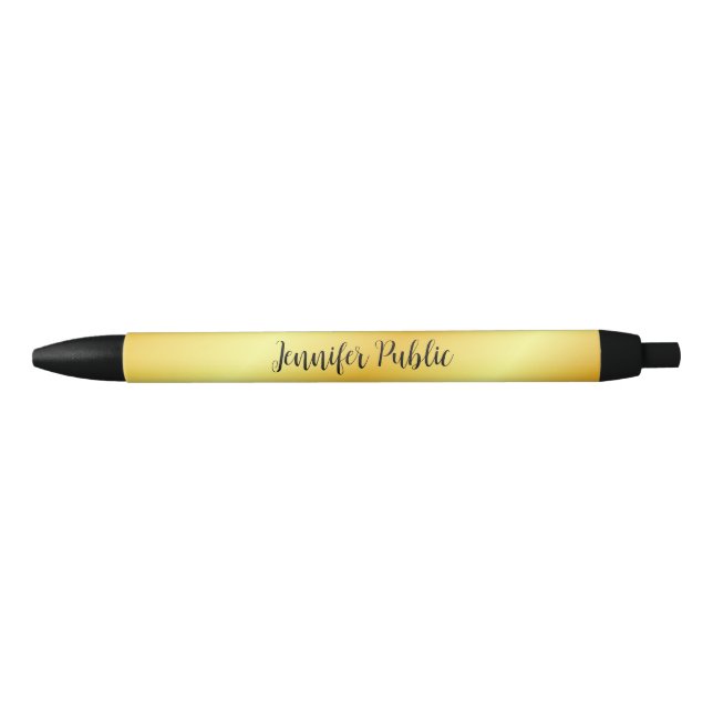 Black And Gold Elegant Template Hand Script Name Pen (Front)