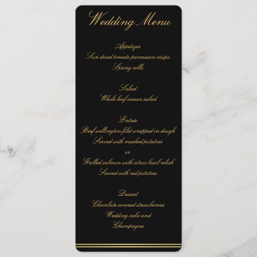 Black And Gold Elegant Wedding Menu