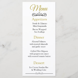 Black and Gold Elegant Wedding Menu Card