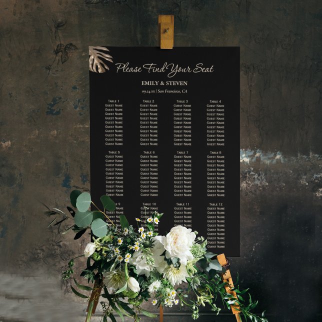 Black and Gold Elegant Wedding Seating Chart Sign (Creator Uploaded)