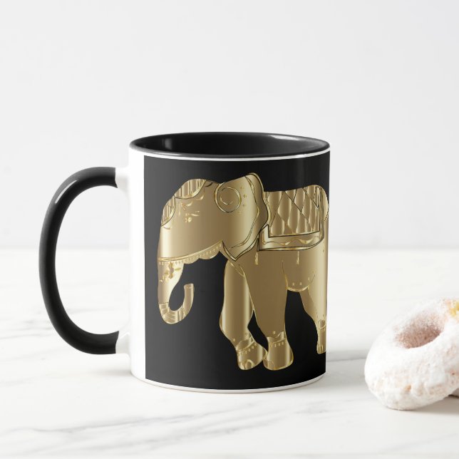 Black and Gold elephant mug (With Donut)