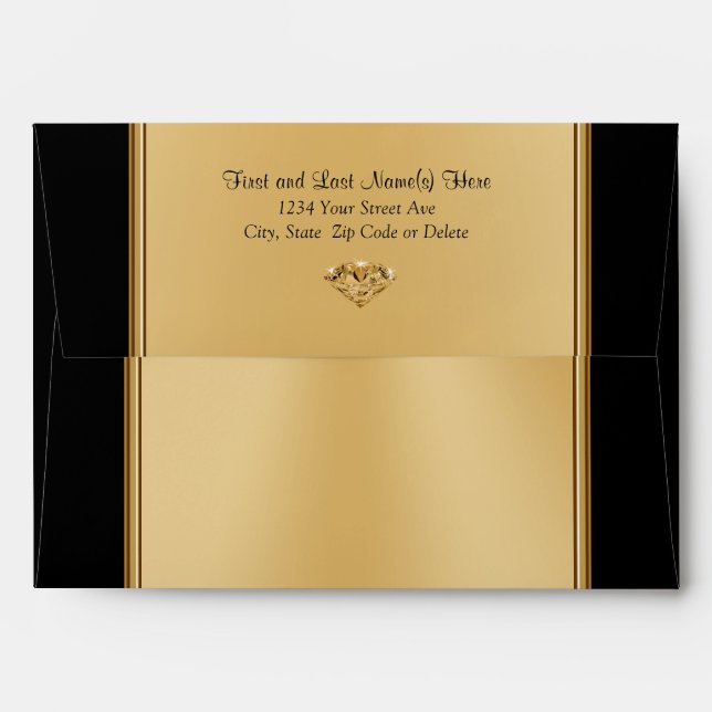Black and Gold Envelopes for Anniversary, Birthday (Back (Top Flap))
