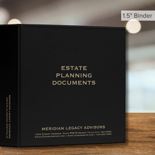 Black and Gold Estate Planning 3 Ring Binder
