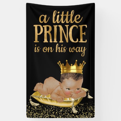 Black and Gold Ethnic Prince Baby Shower Banner