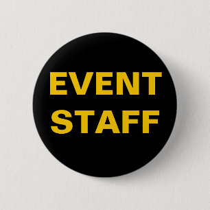 Black and Gold EVENT STAFF ID Badge Employee Button