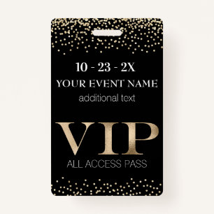 Black and Gold Event VIP Pass Badge