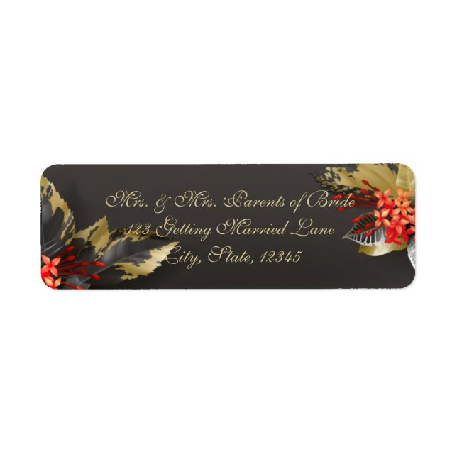 Black and Gold Exotic Floral Label (Front)