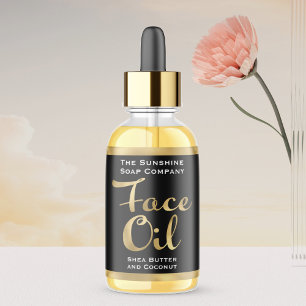 Black and Gold Face Oil Bottle Label