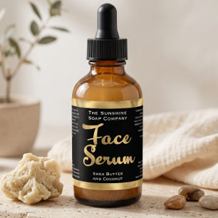 Black and Gold Face Serum Bottle Label