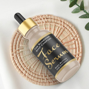 Black and Gold Face Serum Bottle Label