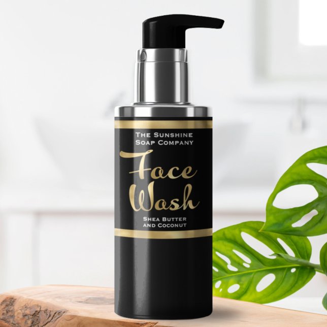 Black and Gold Face Wash Bottle Label (Creator Uploaded)