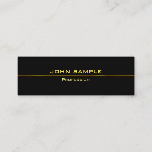 Black And Gold Fashionable Modern Minimalist Plain Mini Business Card (Front)