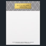 Black and Gold Faux Foil Chevron Letterhead<br><div class="desc">This stunning black chevron letterhead with faux gold foil accent is the perfect match to this business card: http://www.zazzle.com/black_gold_chevron_pattern_business_card-240700420394314886</div>