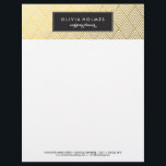 Black and Gold Faux Foil Chevron Letterhead<br><div class="desc">This stunning gold chevron letterhead with faux gold foil accent is the perfect match to this business card: http://www.zazzle.com/gold_chevron_pattern_business_card-240928354271205860</div>