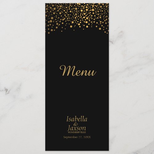 Black and Gold Faux Foil Confetti Dots _ Menu