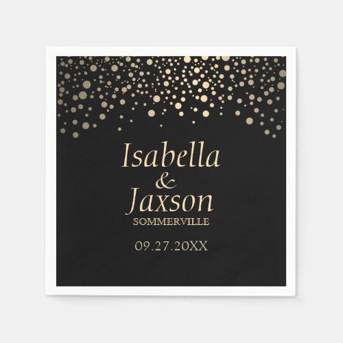 Black and Gold Faux Foil Confetti Dots Napkins