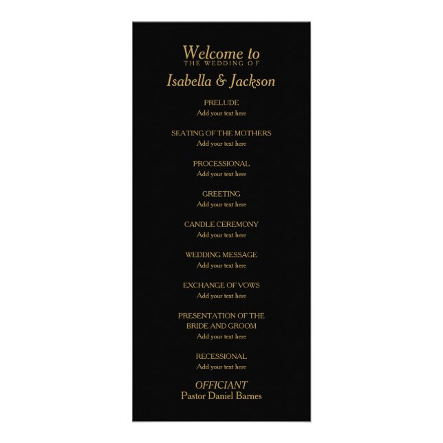 Black and Gold Faux Foil Confetti Dots - Program (Back)