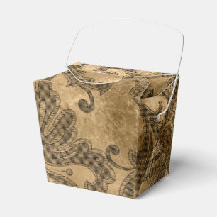 Black and Gold Faux Foil Damask Favor Boxes