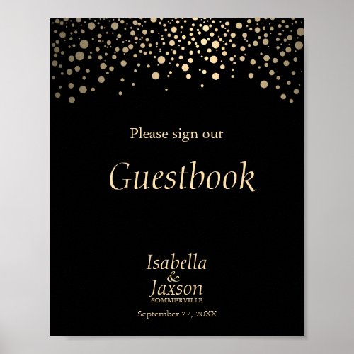 Black and Gold Faux Foil Dots  Poster