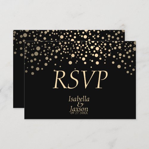 Black and Gold Faux Foil Dots   RSVP Card