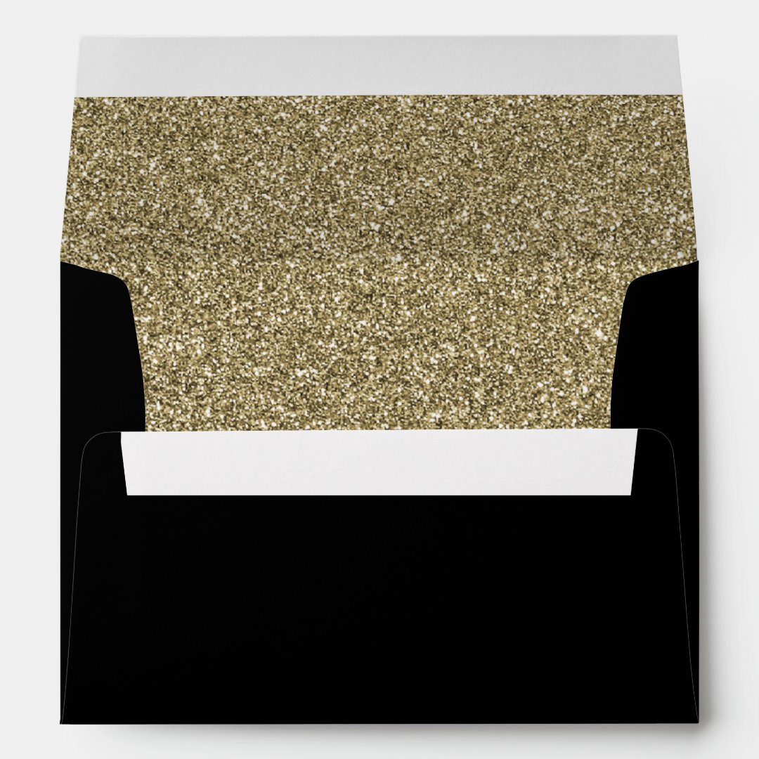 black and Gold FAUX glitter Envelope | Zazzle