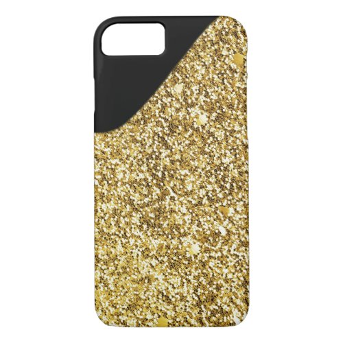 Black and Gold Faux Glitter Sparkle Effect iPhone 87 Case