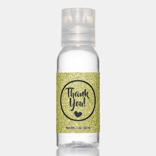 Black and Gold FAUX GLITTER Thank You Hand Sanitizer