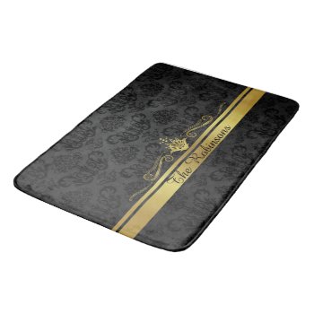 Black And Gold Filigree Bath Mat by Pizazzed at Zazzle