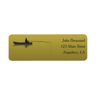 Black and Gold Fishing Address Label