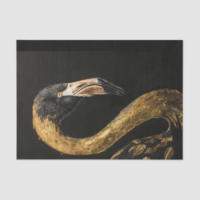 Black and Gold Flamingo2 Tissue Paper (Front)