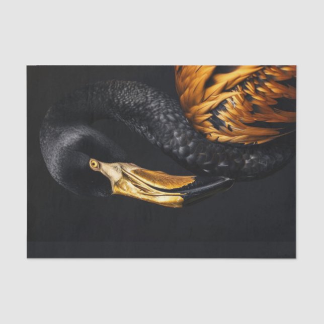 Black and Gold Flamingo4 Tissue Paper (Front)