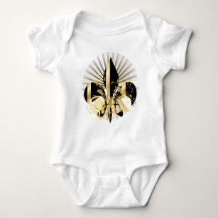 Black and Gold Fleur de Lis Baby Bodysuit