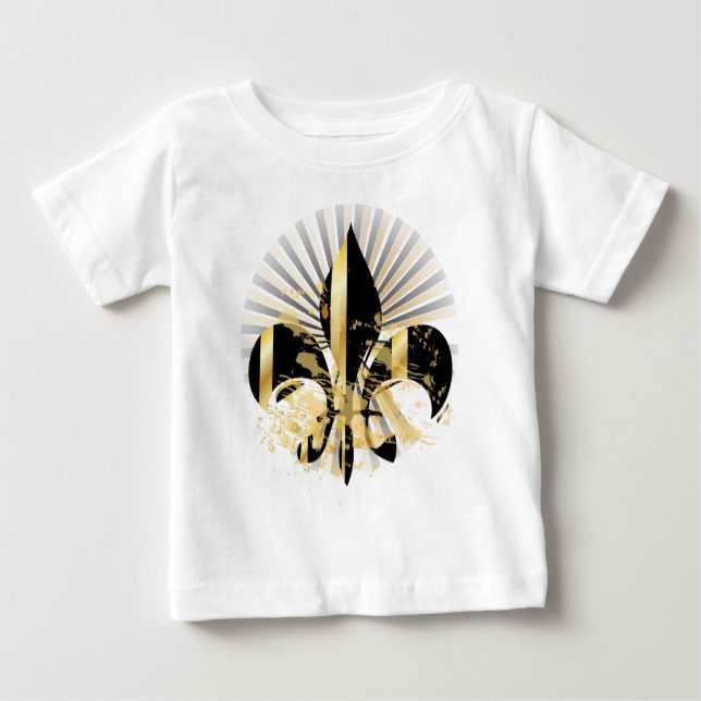 Black and Gold Fleur de Lis Baby T-Shirt (Front)