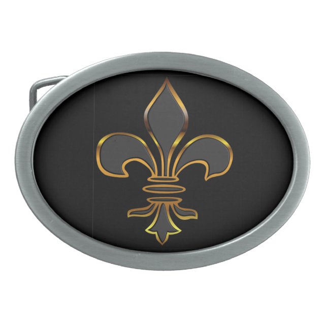Black and Gold Fleur-de-Lis Belt Buckle (Front)