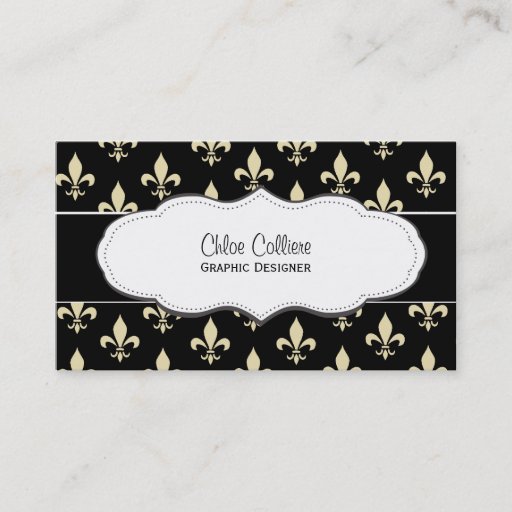 Customizable Black and Gold Fleur de Lis business cards
