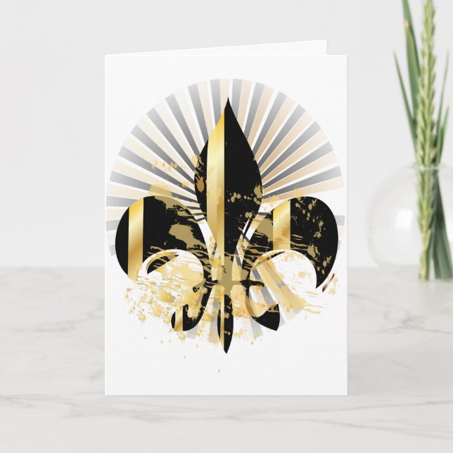 Black and Gold Fleur de Lis Card (Front)