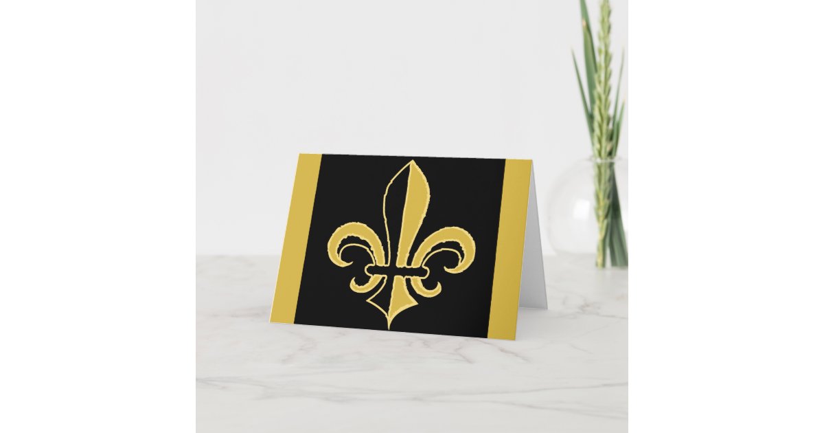 Black and Gold Fleur de lis Card Zazzle