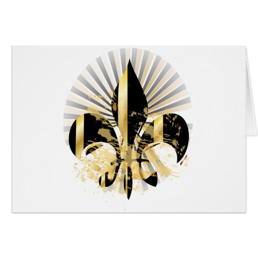 Black and Gold Fleur de Lis Cards (Front Horizontal)