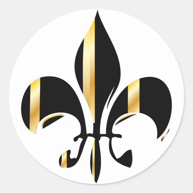 Black And Gold Fleur De Lis Classic Round Sticker Zazzle