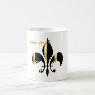 Black and Gold Fleur de Lis Coffee Mug