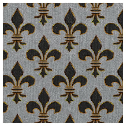Black and Gold Fleur-de-lis Fabric