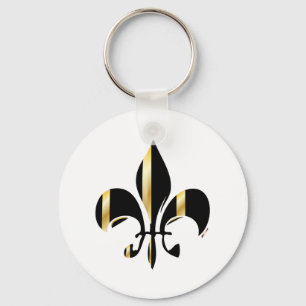 Black and Gold Fleur de Lis Keychain