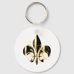 Black and Gold Fleur de Lis Keychain
