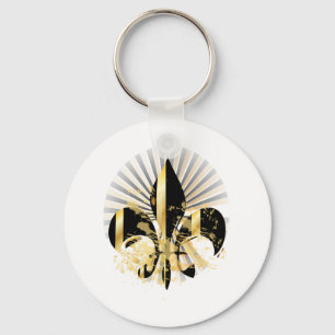 Black and Gold Fleur de Lis Keychain
