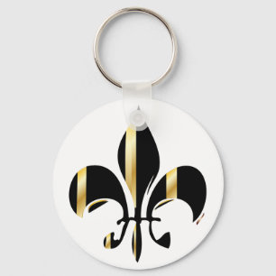 Black and Gold Fleur de Lis Keychain