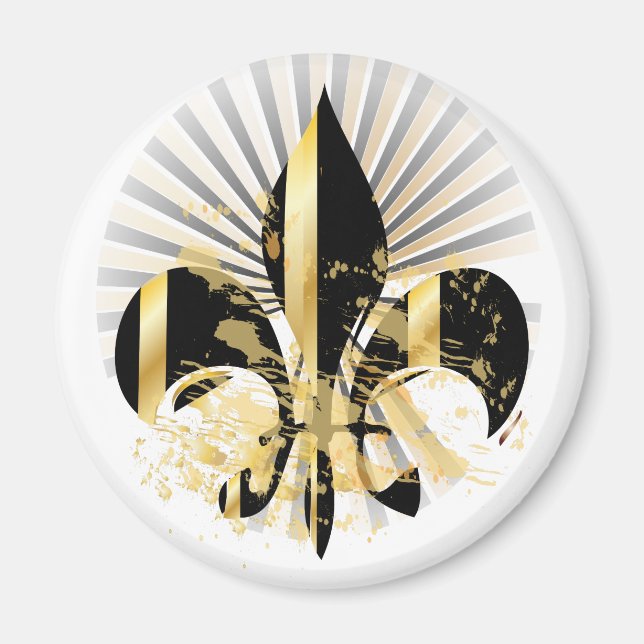 Black and Gold Fleur de Lis Magnet (Front)