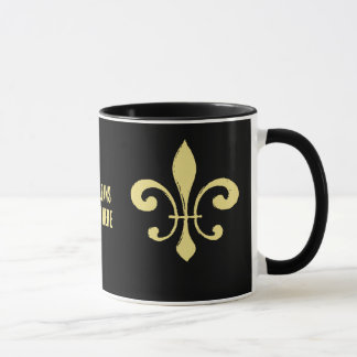 Black and Gold Fleur De Lis Mug Who Dat