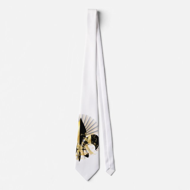 Black and Gold Fleur de Lis Neck Tie (Front)